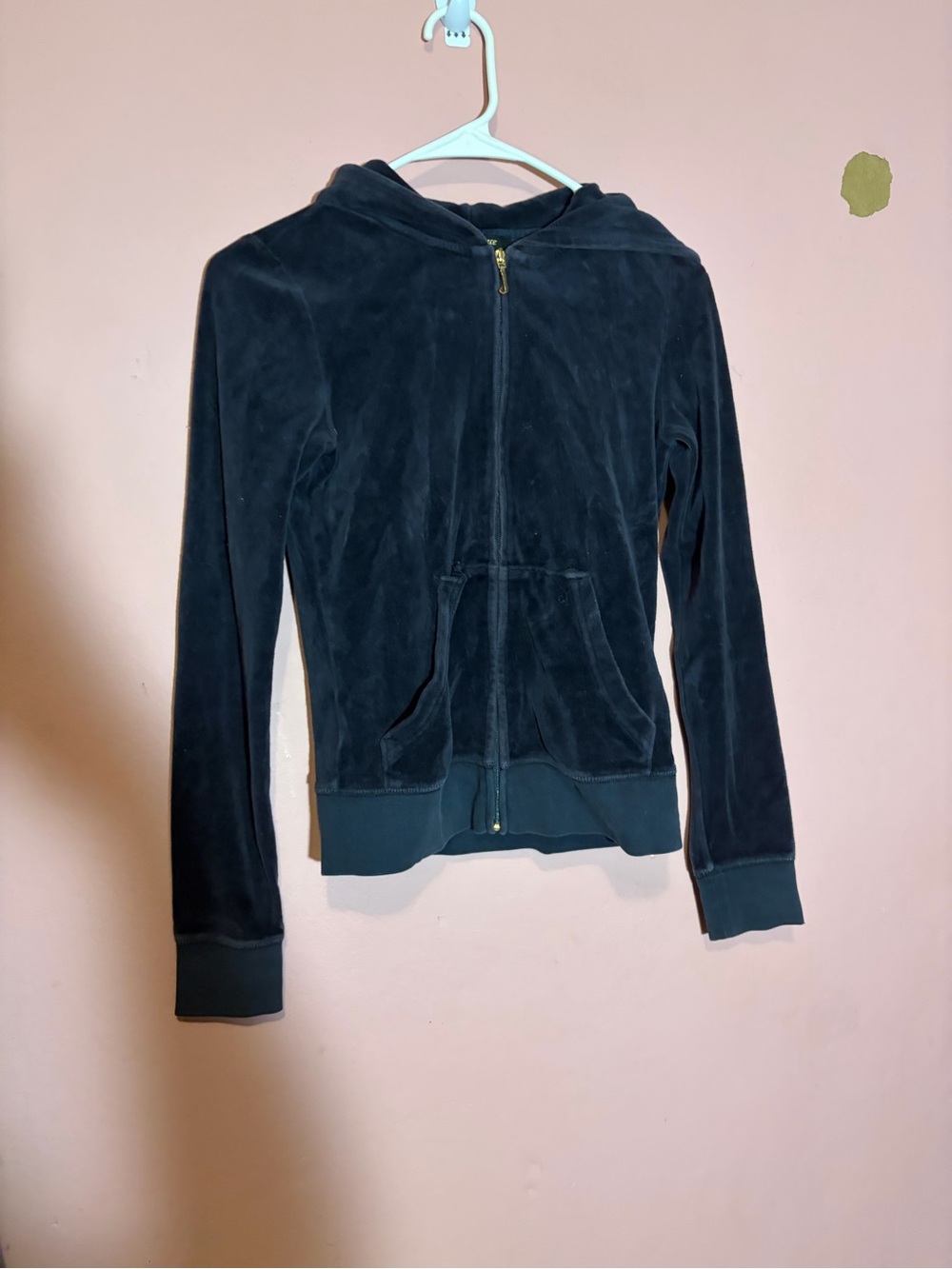 Juicy Couture navy blue Velour Hooded Zip Jacket